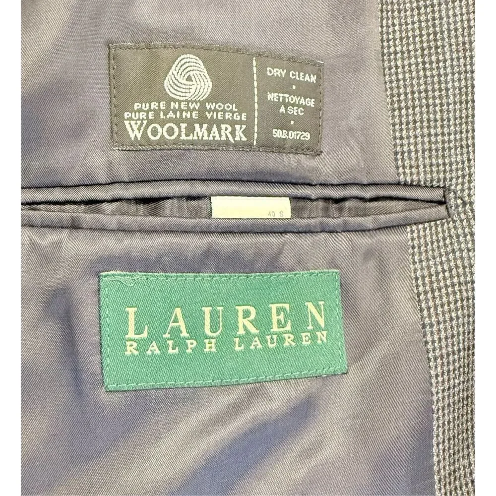 Lauren Ralph Lauren Men’s 40S Blue/Grey Wool 3 Button Blazer